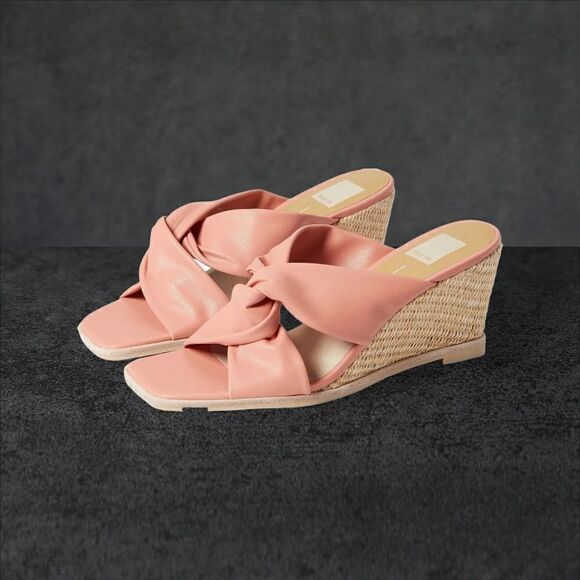 NIB DOLCE VITA Ninna Knotted Wedge Sandals Coral - Picture 1 of 5